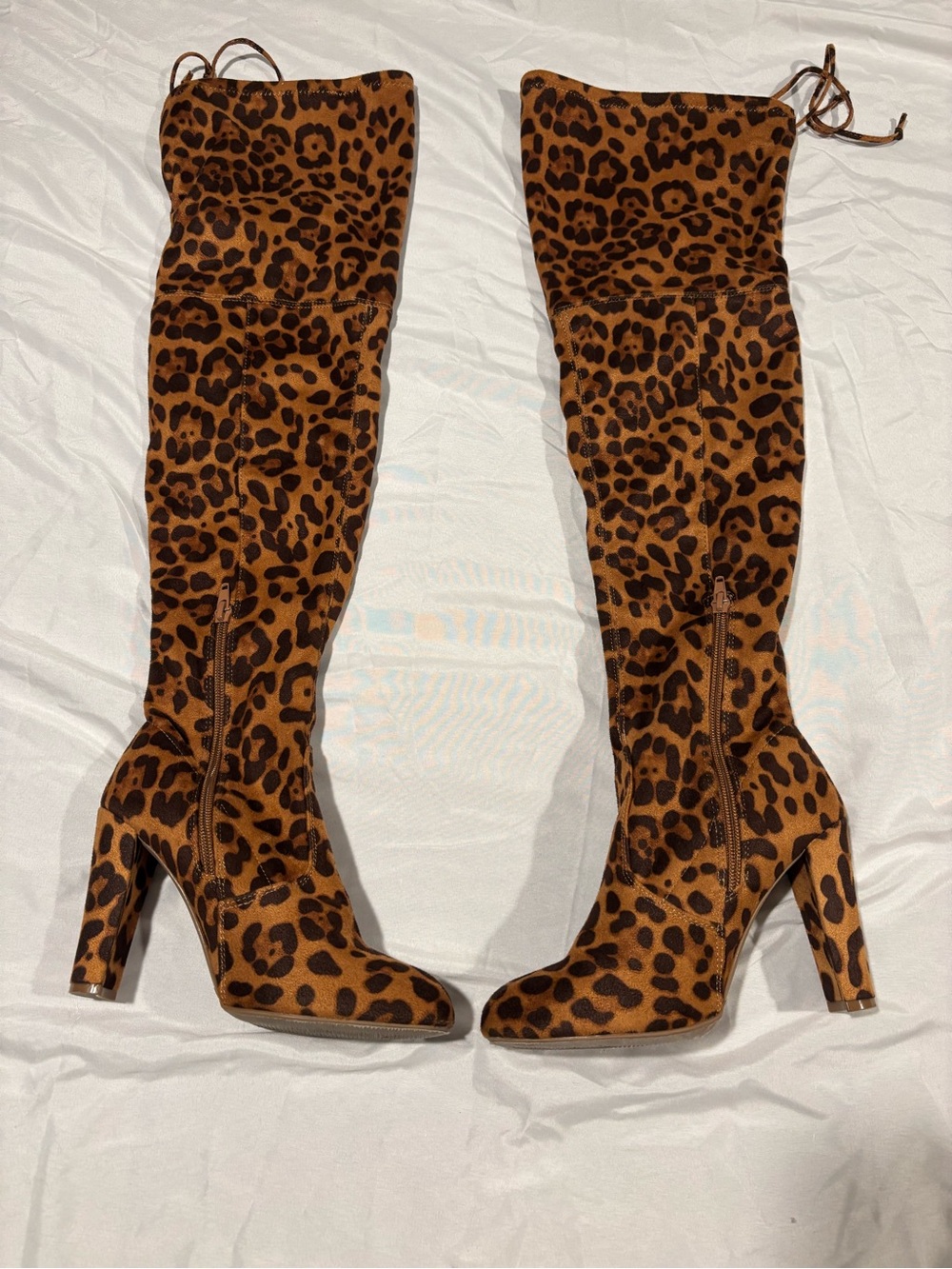 Wild Diva Lounge Leopard Print Thigh High Heeled Boots Size 6